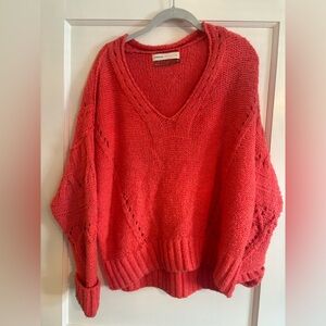 Anthropologie: Pilcro V Neck Textured Knit Pullover Sweater